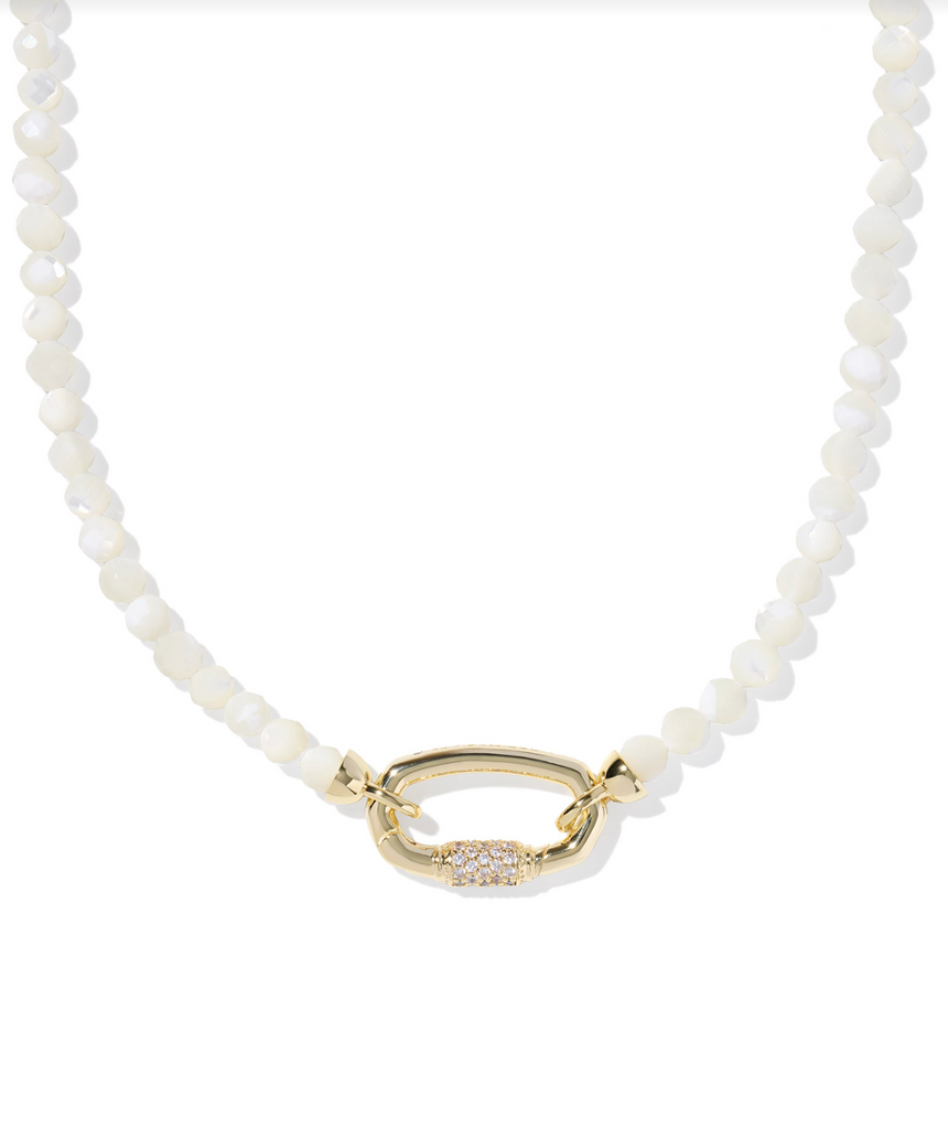Kendra Scott Emery Gold Beaded Strand Necklace Ivory Mother