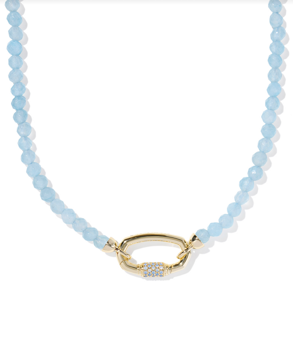 Kendra Scott Emery Gold Beaded Strand Necklace Light Blue Chalcedony
