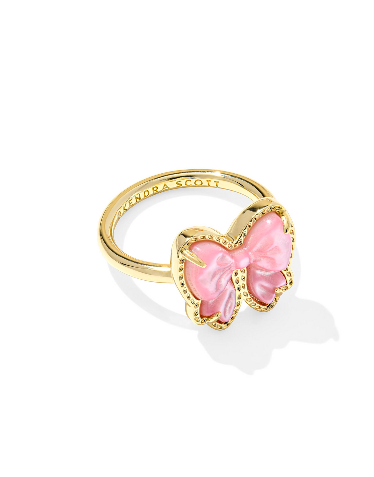 Kendra Scott Haley Gold Bow Band Ring Blush Mother of Pearl (4 Sizes)