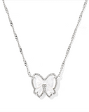 Kendra Scott Haley Silver Bow Short Pendant Necklace Ivory Mother of Pearl