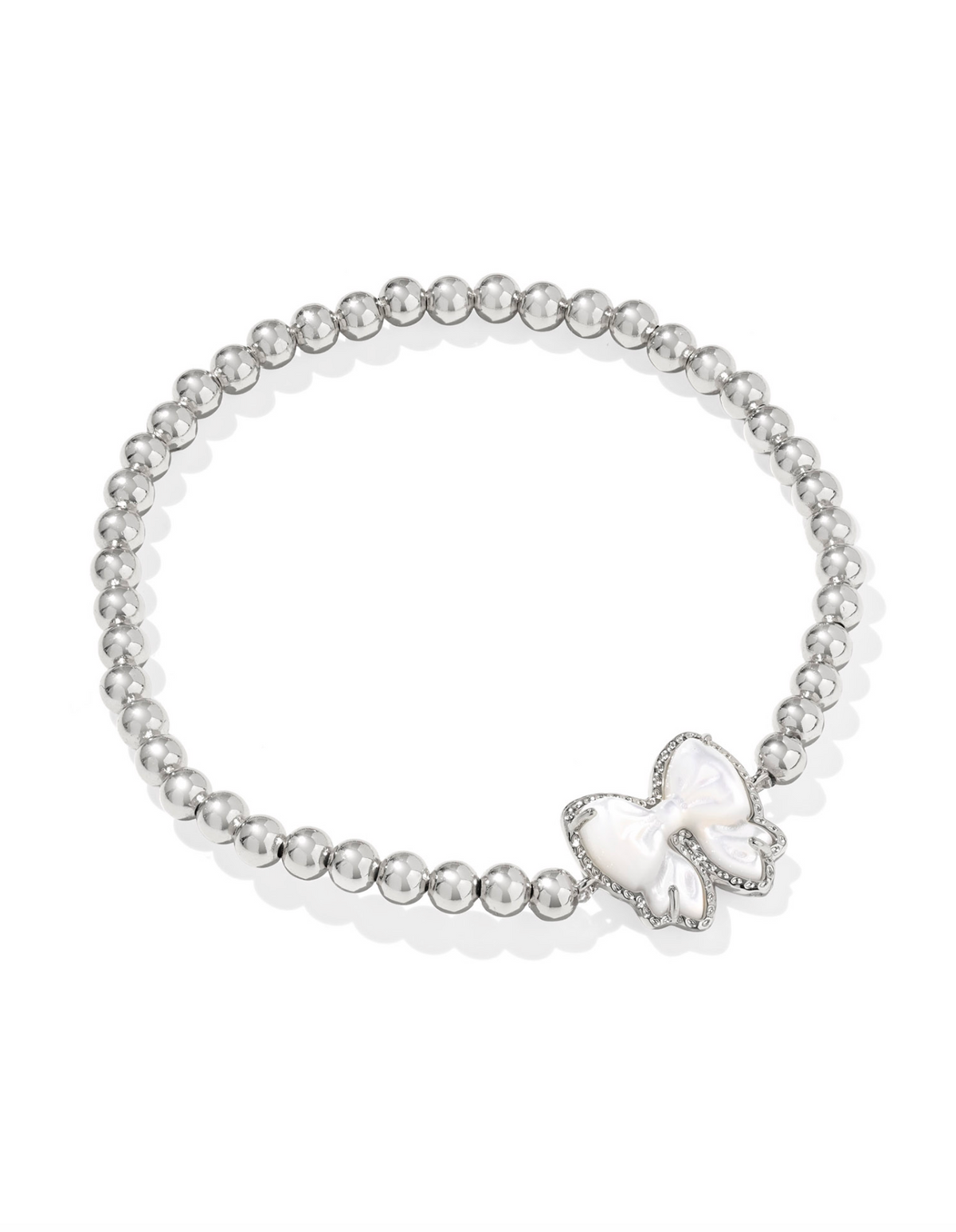 Kendra Scott Haley Silver Bow Stretch Bracelet Ivory Mother of Pearl