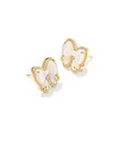 Kendra Scott Haley Gold Bow Stud Earrings Ivory Mother of Pearl