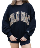 Lulu Mac Sweatshirt Black  w Leopard Print