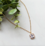 18k Gold Plated Cubic Zirconia Square Necklace
