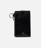 Hobo Ring Credit Card Wristlet Black Polished Leather