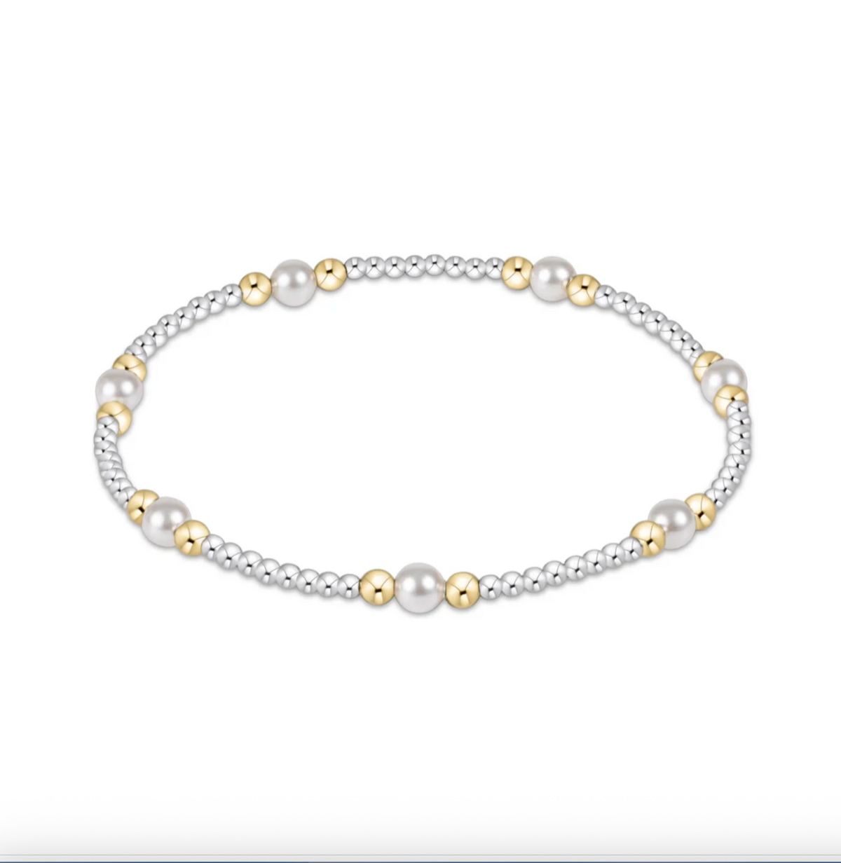 E Newton Purpose Pearl 4mm Bead Bracelet - Mixed Metal