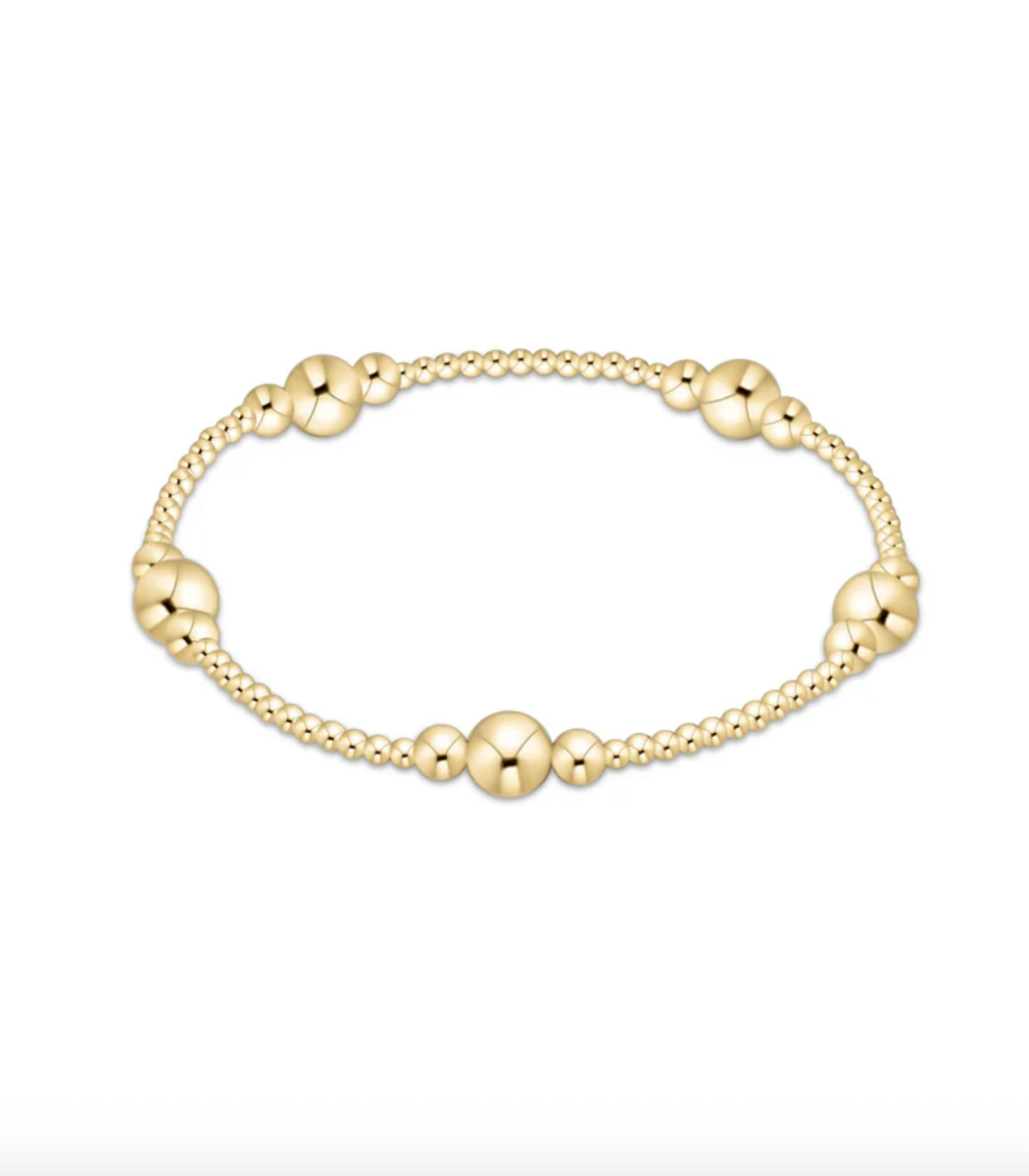 E Newton Classic Purpose Pattern 6mm Bead Bracelet Gold