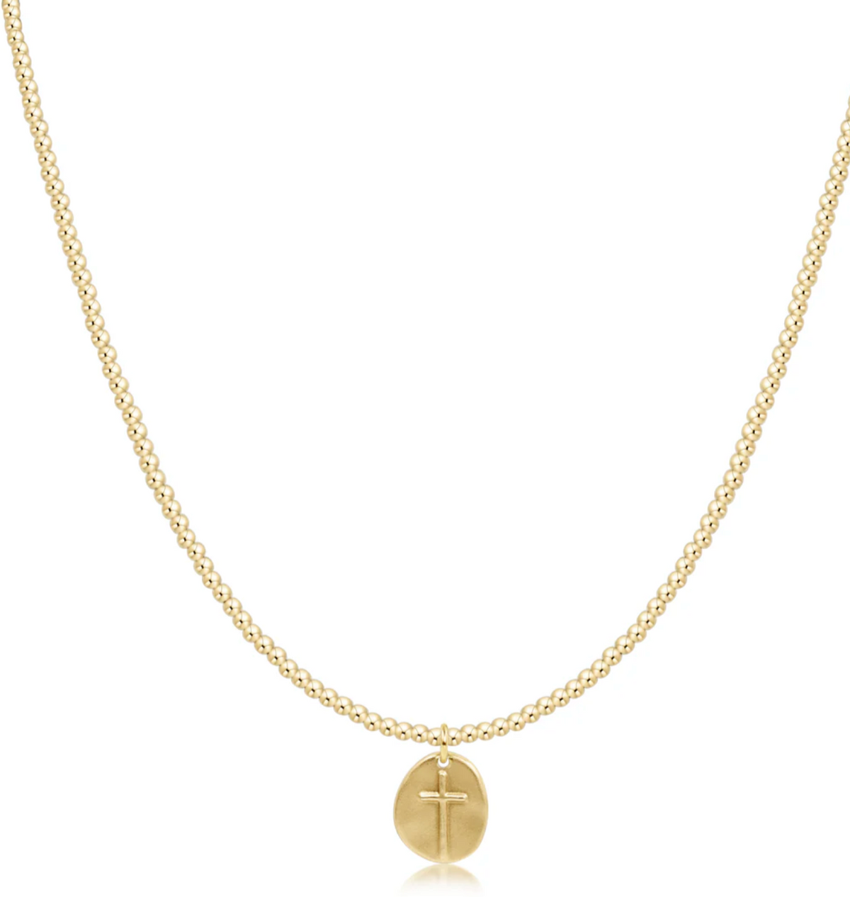 E Newton 17" Choker Classic Gold 2mm Bead - Inspire Small Gold Charm