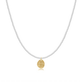 E Newton 15" Choker Classic Sterling Mixed Metal 2mm Bead Inspire Small Gold Charm