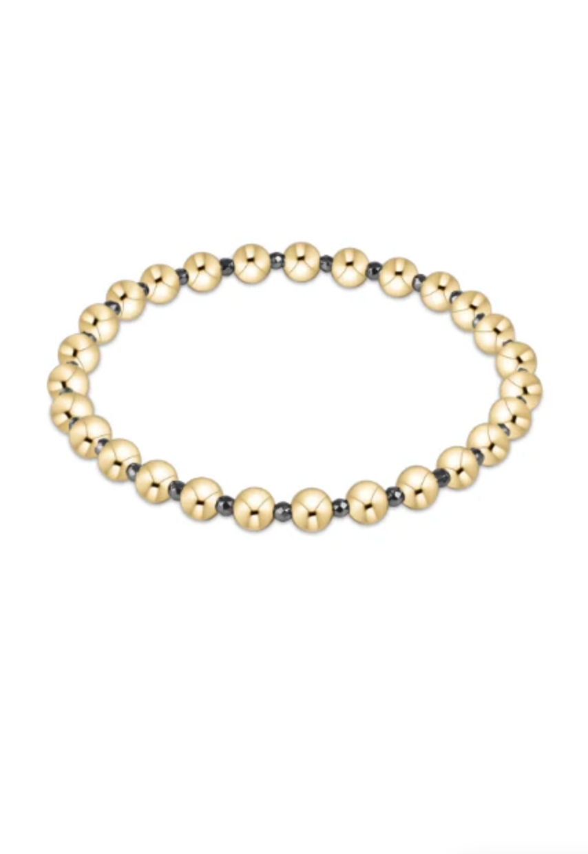 E Newton Faceted Hematite Grateful Pattern 5mm Bead Bracelet