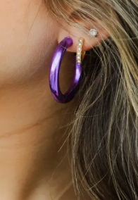Taylor Shaye Gameday Metallic Hoops Purple