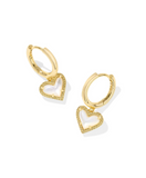Kendra Scott Ari Heart Gold Huggie Earrings in Ivory Mother of Pearl