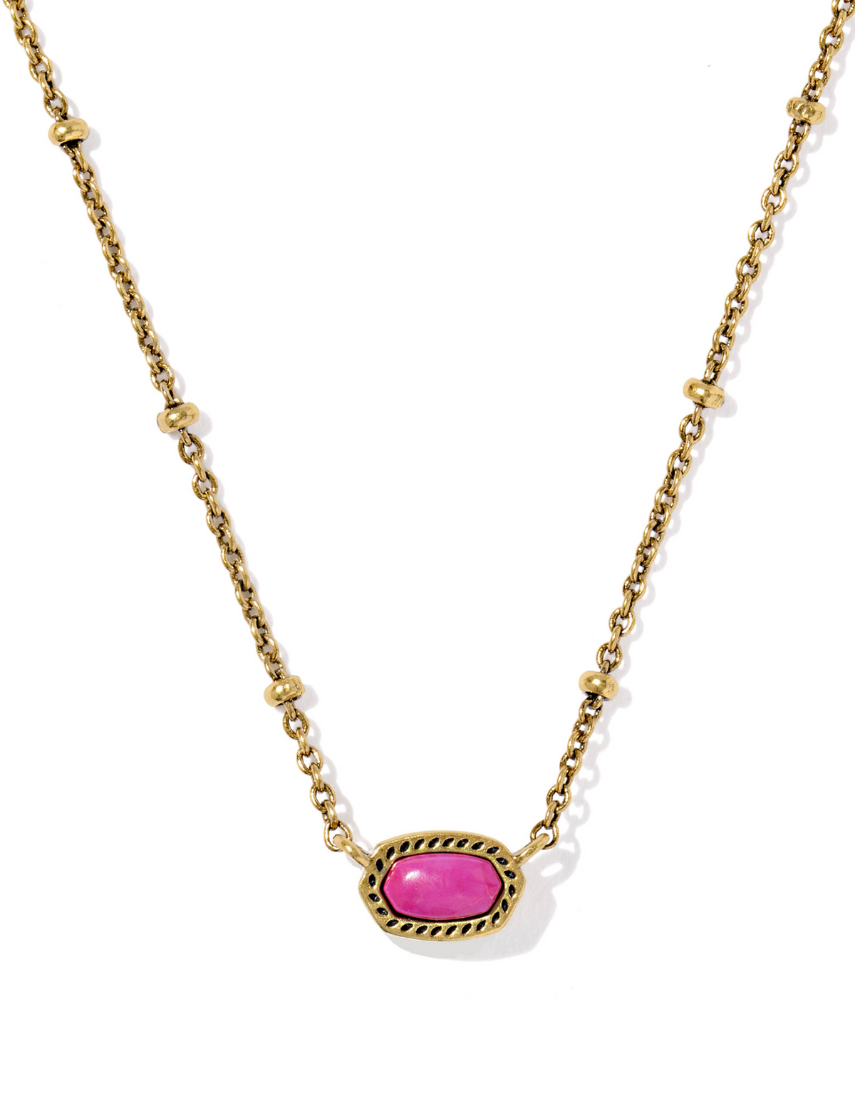 Kendra Scott Mini Elisa Gold Satellite Short Pendant Necklace Fuchsia Variegated Magnesite