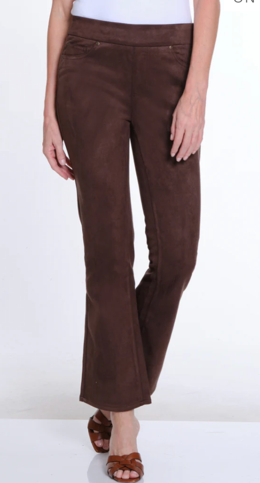 Multiples Pull On Flare Leg Pant Chocolate