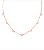 Kendra Scott Lillia Butterfly Gold Enamel Strand Necklace Pink Enamel