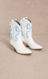 Miriam Blue & White Western Bow Boots