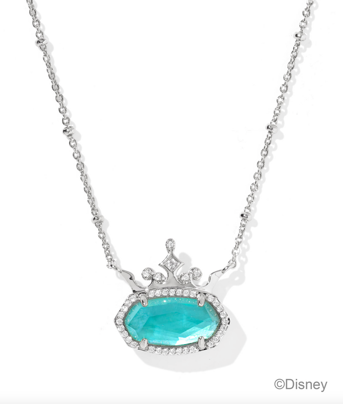 Kendra Scott Disney Elisa Princess Silver Short Pendant Necklace London Blue Illusion