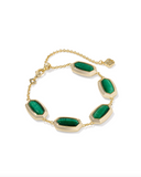Kendra Scott Elaina Bezel Gold Delicate Chain Bracelet Green Tigers Eye