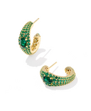 Kendra Scott Bella Gold Hoop Earrings Green Crystal