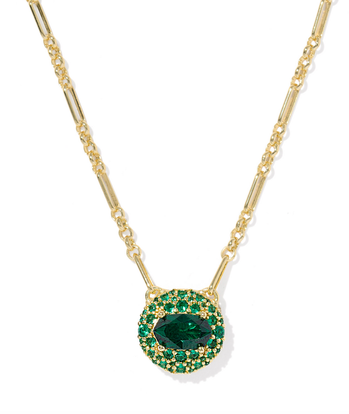 Kendra Scott Bella Gold Short Pendant Necklace Green Crystal