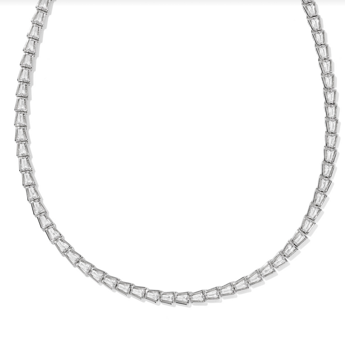 Kendra Scott Bella Silver Tennis Necklace White Crystal