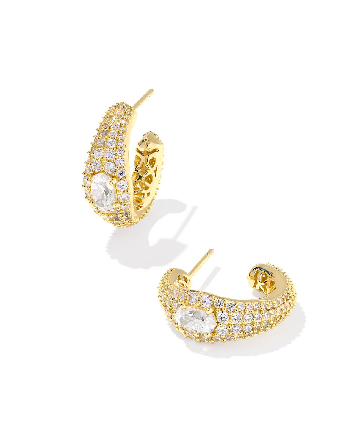 Kendra Scott Bella Gold Hoop Earrings White Crystal