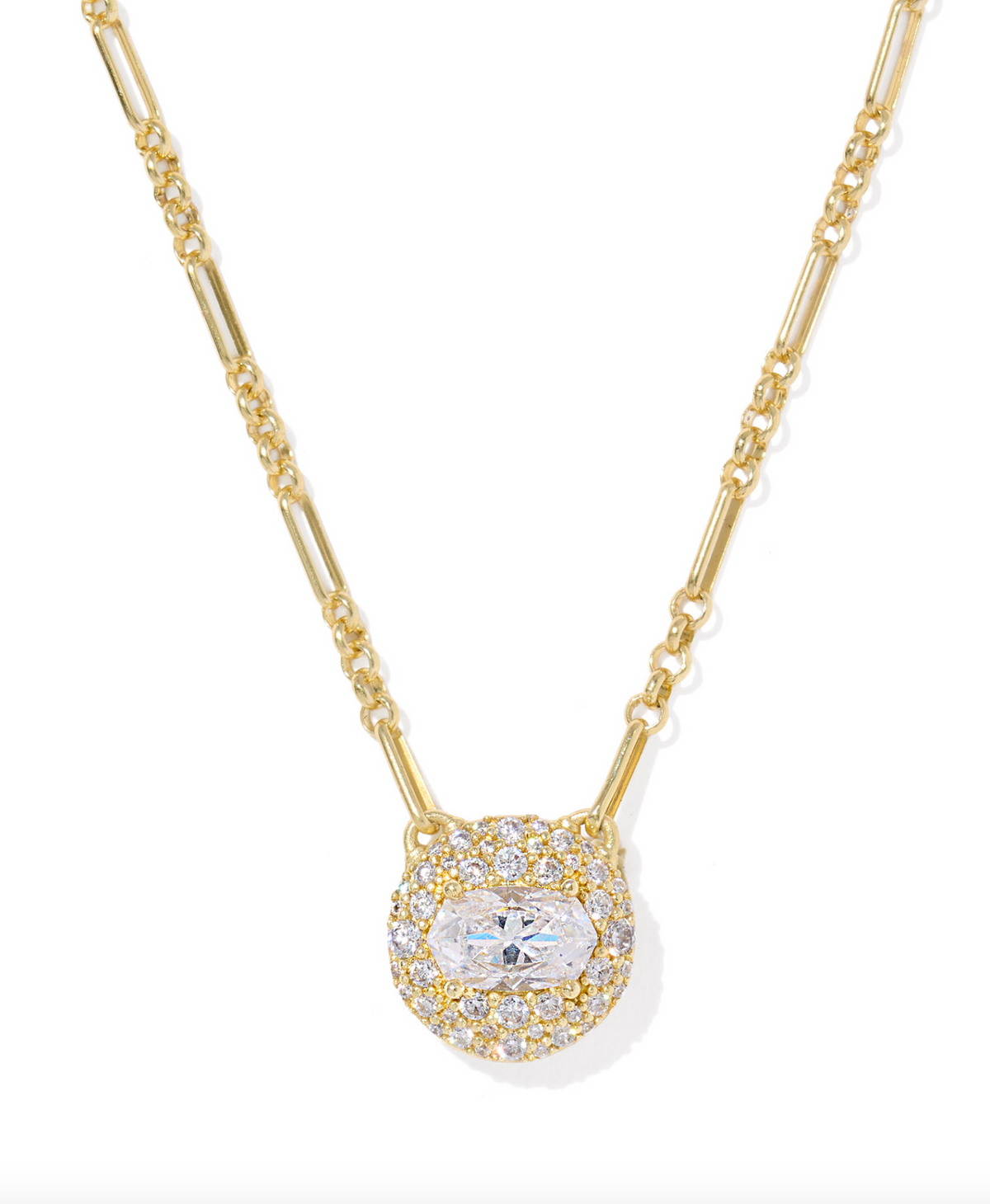 Kendra Scott Bella Gold Short Pendant Necklace White Crystal