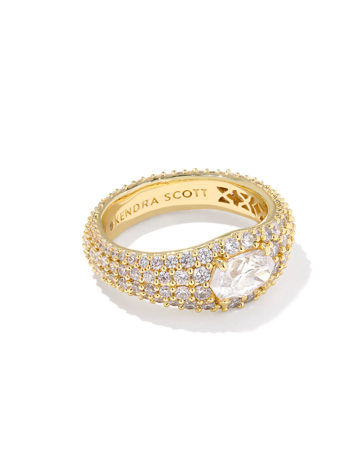 Kendra Scott Bella Gold Band Ring White Crystal (various sizes)