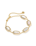 Kendra Scott Elaina Bezel Gold Delicate Chain Bracelet Gold Ivory Mother of Pearl