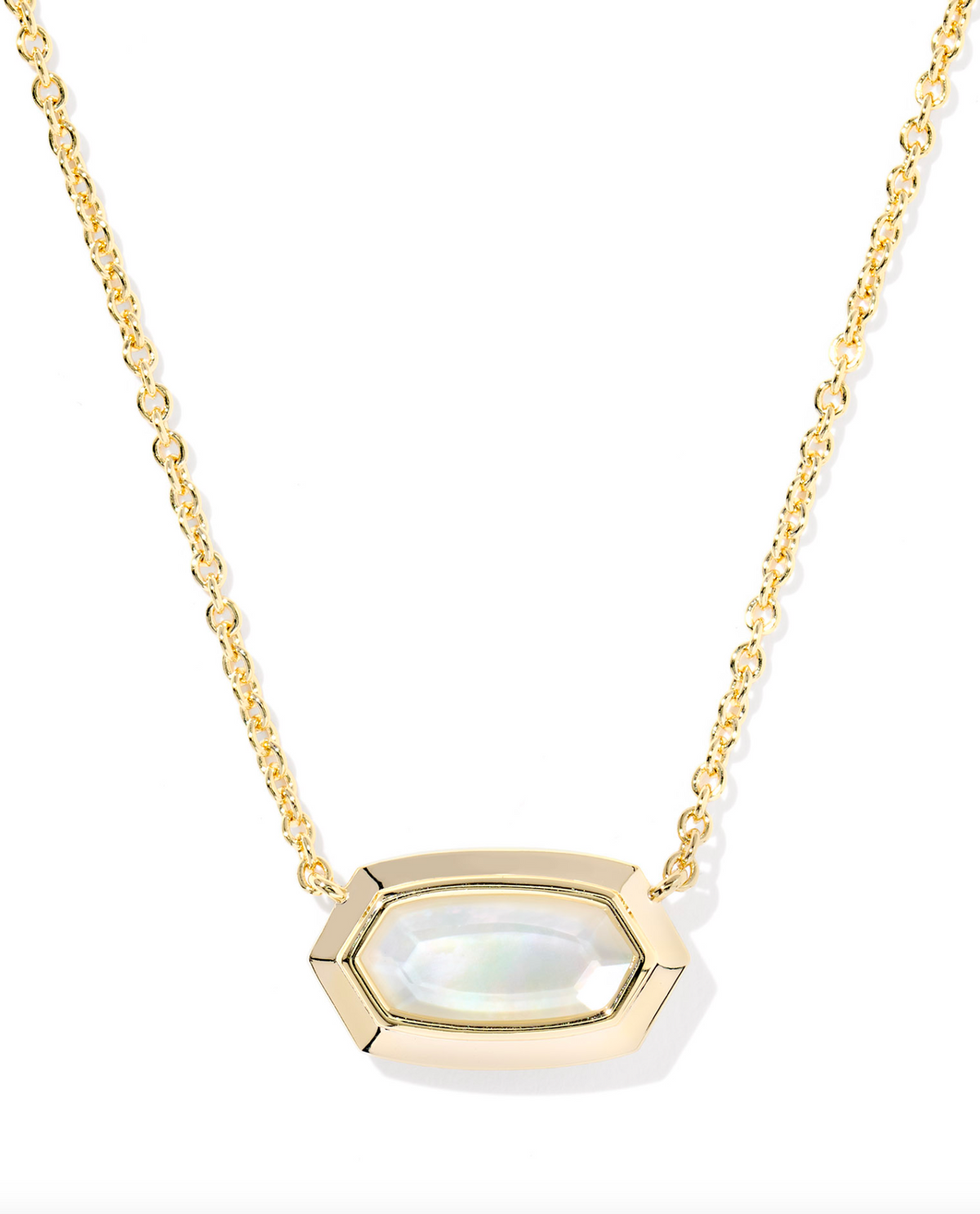 Kendra Scott Elisa Bezel Gold Short Pendant Necklace Gold Ivory Mother of Pearl