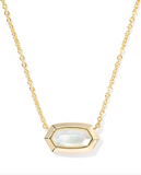Kendra Scott Elisa Bezel Gold Short Pendant Necklace Gold Ivory Mother of Pearl