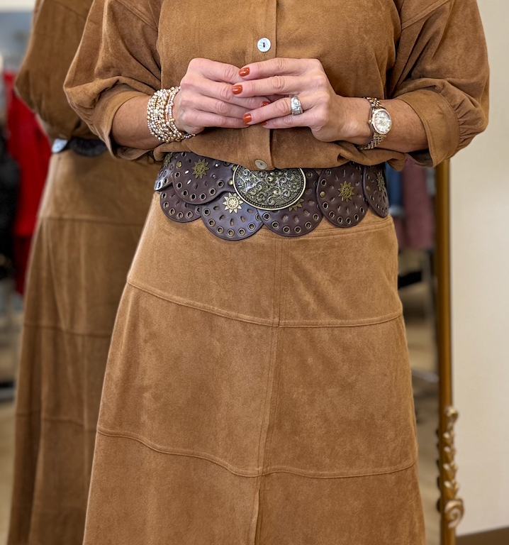 Western Belt w Oval Buckle Brown