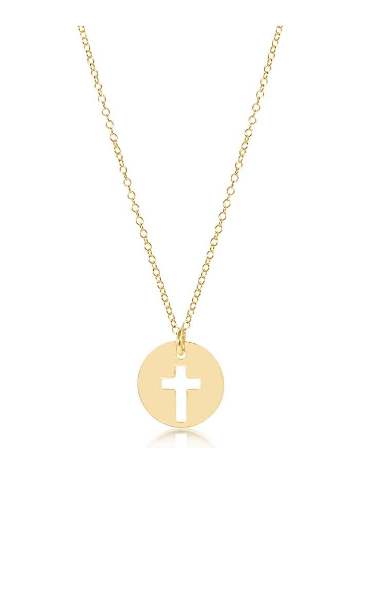 E Newton 16" Necklace Gold Blessed Gold Disc