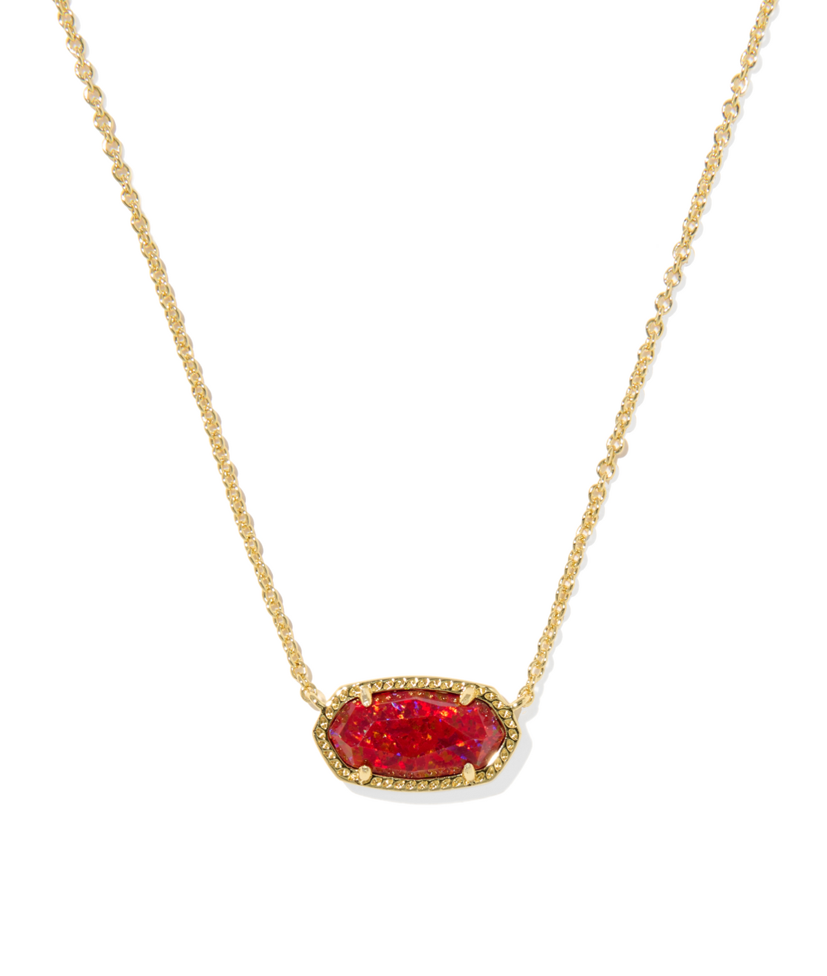 Kendra Scott Elisa Gold Pendant Necklace Red Kyocera Opal