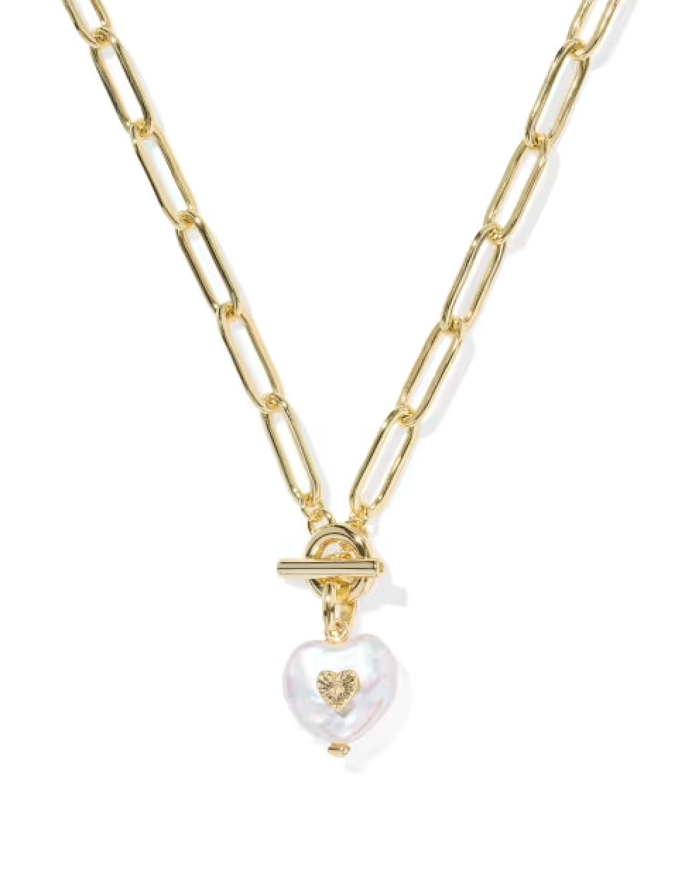 Kendra Scott Sasha Heart Gold Link and Chain Necklace