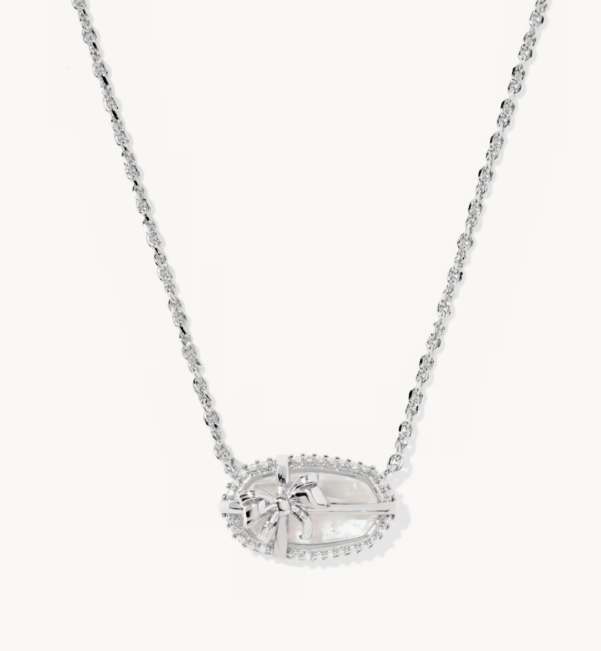 Elisa Bow Silver Short Pendant Necklace