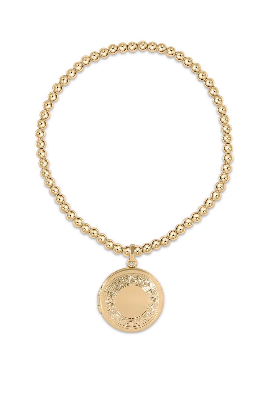 E Newton Classic Gold 3mm Bracelet Cherish Small Locket