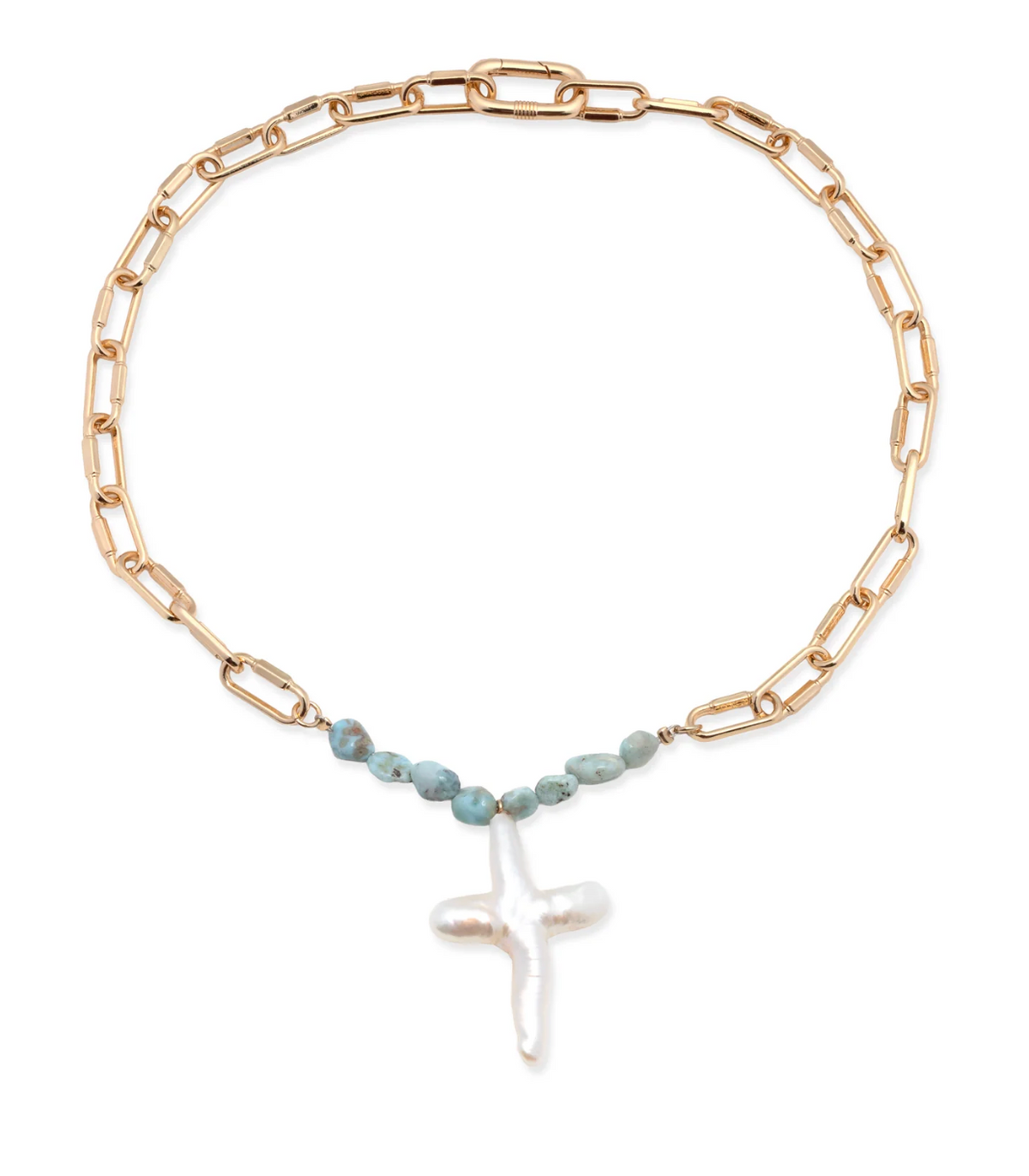 Leslie Curtis Pearl Cross Pendant Necklace