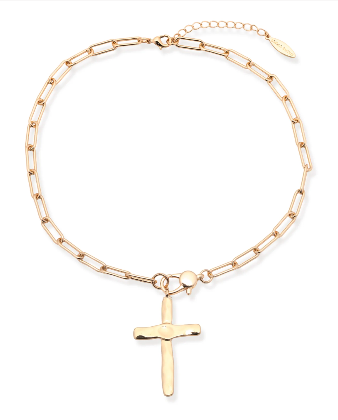 Leslie Curtis Reagan Hammered Cross Necklace Gold