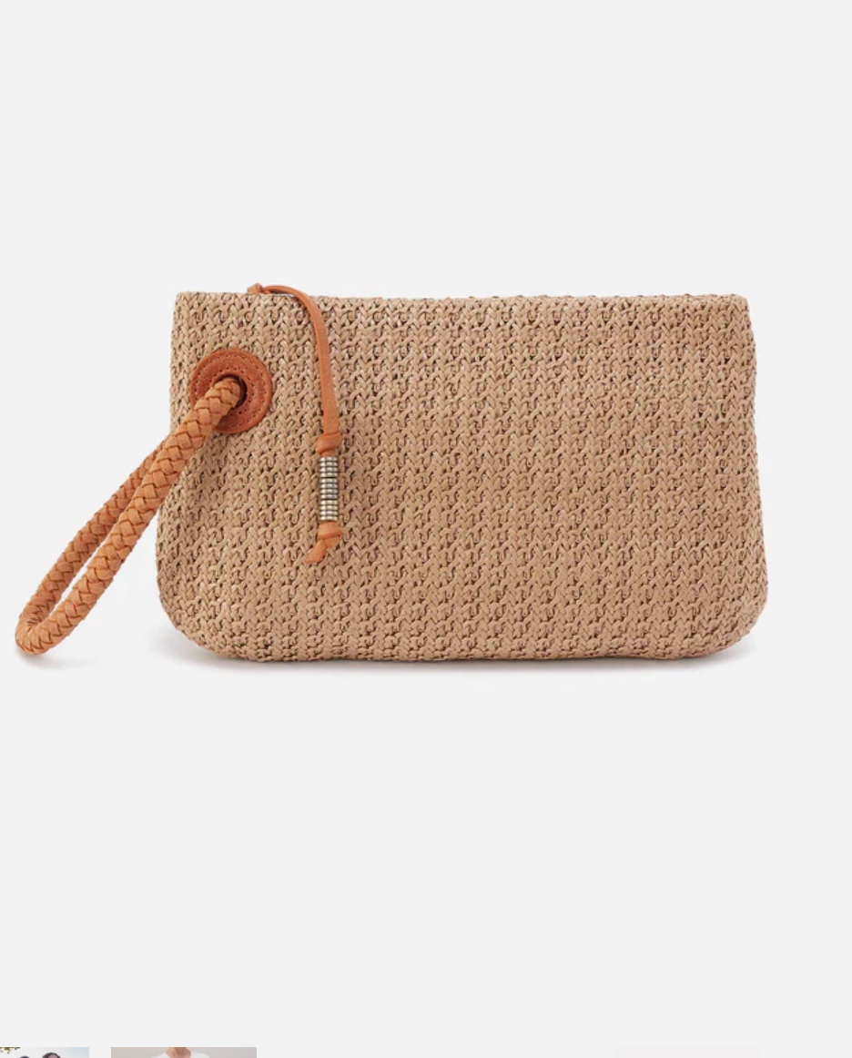 Hobo Daisy Daze Large Wristlet Meadow Woven Straw