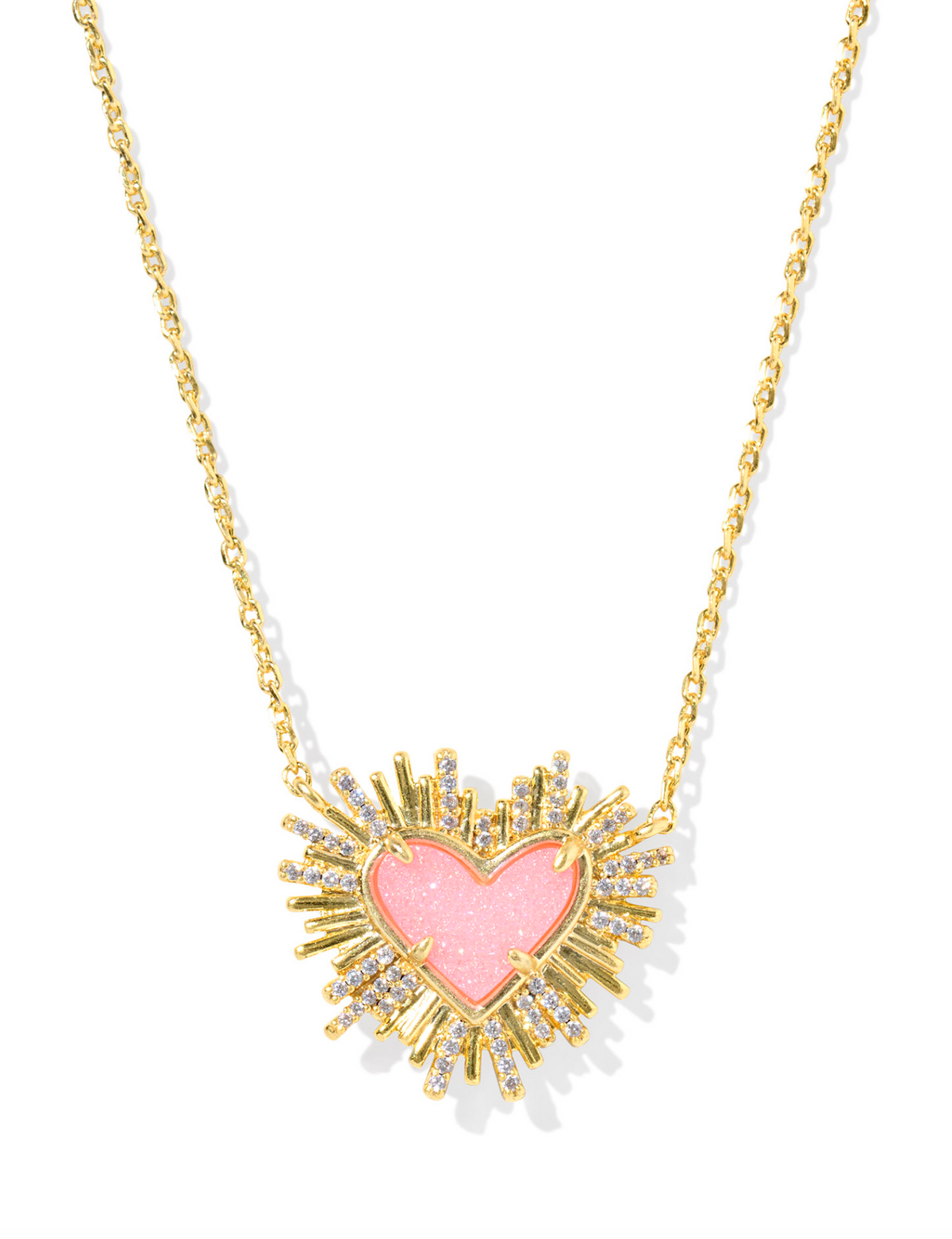 Kendra Scott Dolly Parton Ari Heart Necklace Gold Light Pink Drusy
