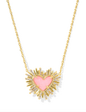 Kendra Scott Dolly Parton Ari Heart Necklace Gold Light Pink Drusy