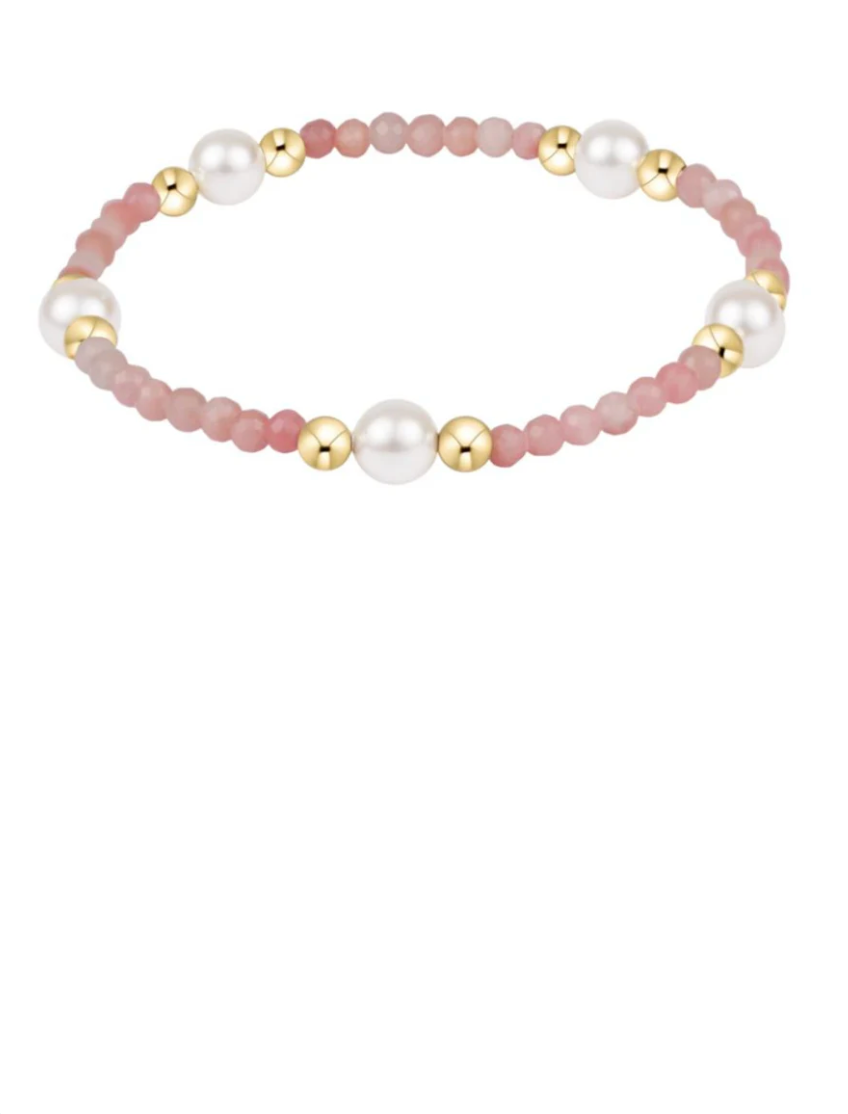 E Newton Purpose Pearl 6mm Gem Bracelet Pink Opal