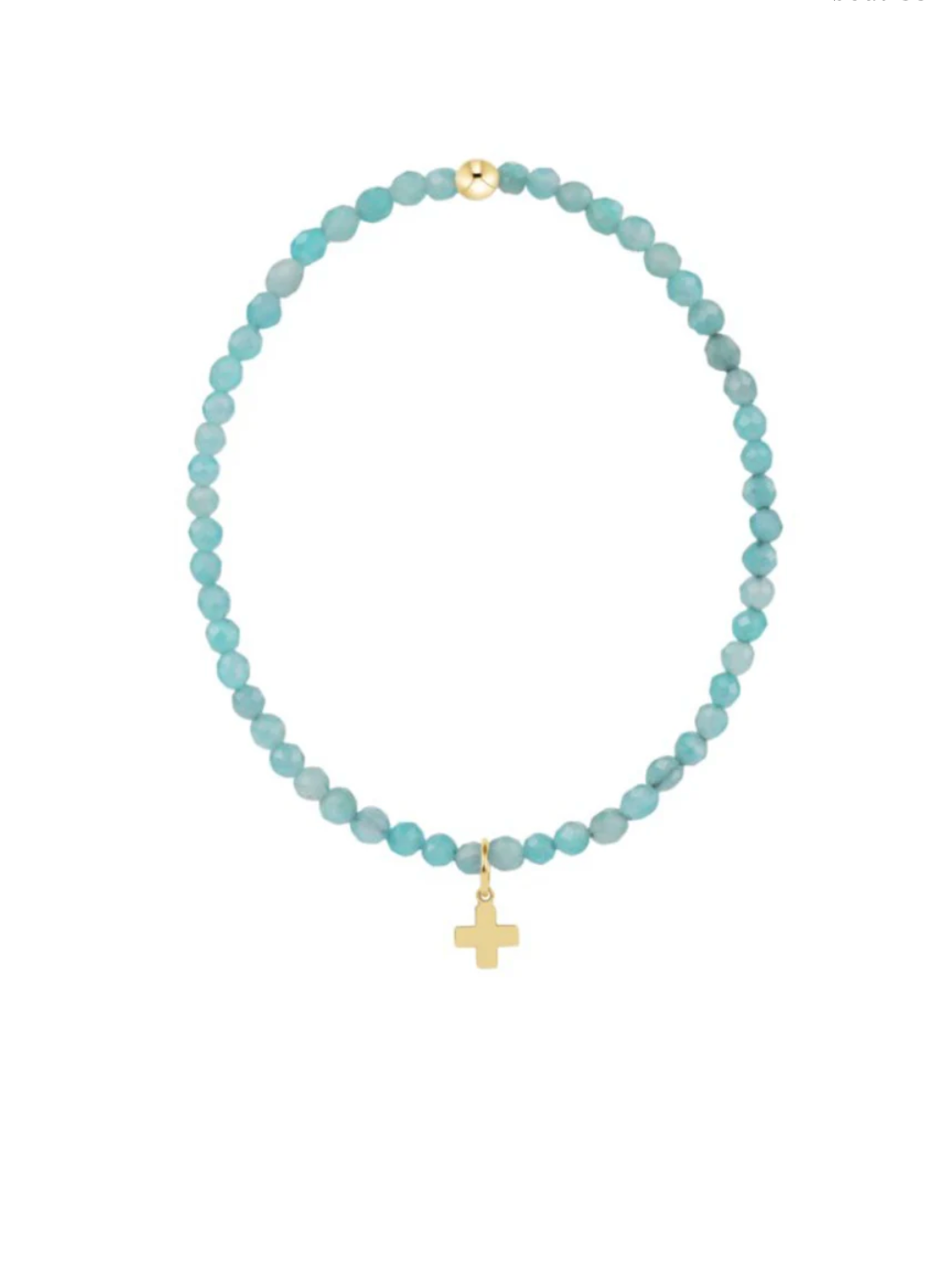 E Newton Classic Amazonite 3mm Bracelet Signature Cross Gold Charm