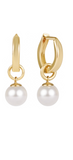 E Newton Huggie Gold .5" Hoop Classic Pearl 8mm Charm