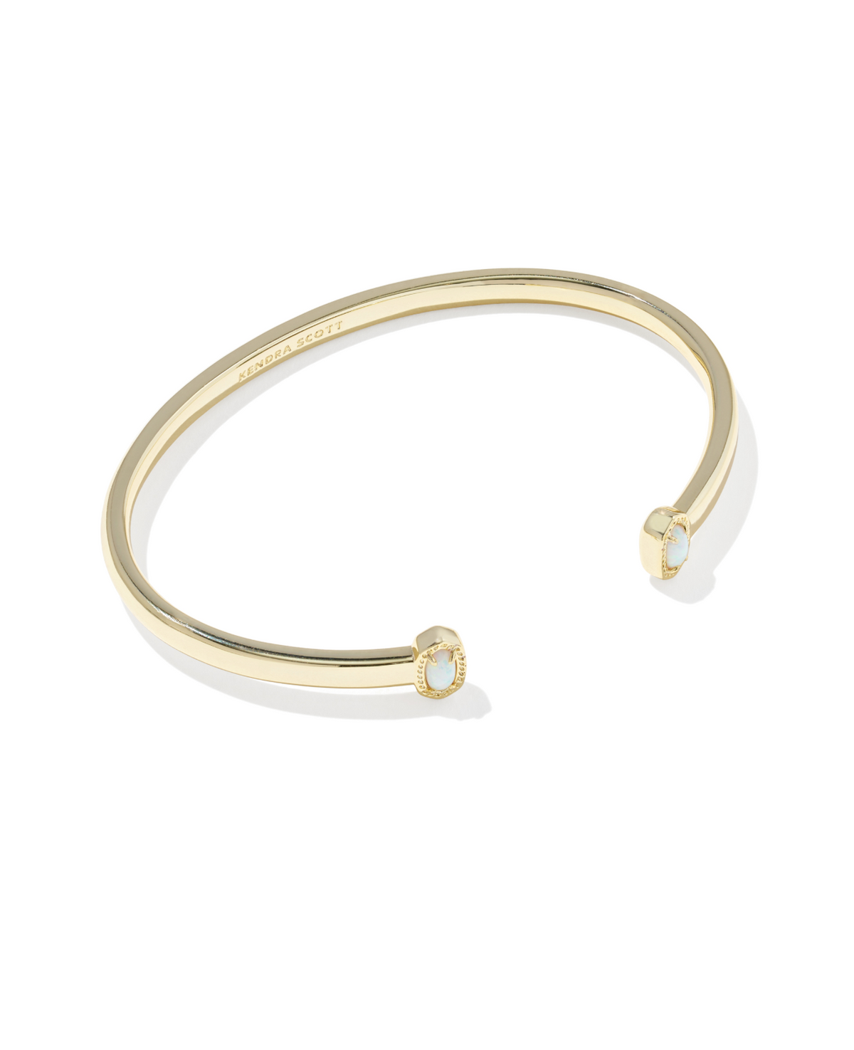 Kendra Scott Mini Elton Gold Cuff Bracelet Bright White Lab Grown Opal