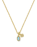 Kendra Scott Mini Elisa and Dira Gold Necklace Blue Lab Grown Opal