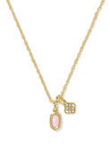 Kendra Scott Mini Elisa and Dira Gold Necklace Pink Lab Grown Opal