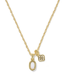 Kendra Scott Mini Elisa and Dira Gold Necklace Bright White Lab Grown Opal