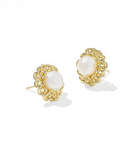Gabriella Vintage Gold Pearl Stud Earrings